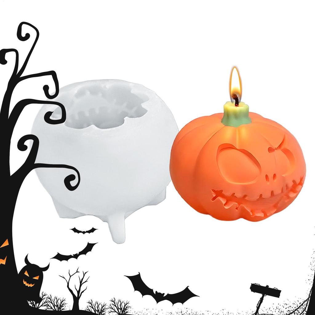 Halloween Funny Pumpkin Mold Decoration Silicone Mold Pumpkin Aromatherapy Candle Gypsum Resin Mold Spooky Craft Mold