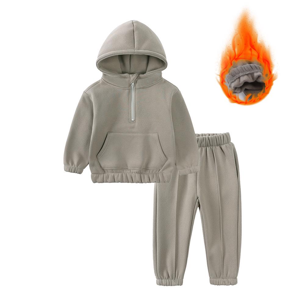 2025 Kids' Autumn/Winter Sweatshirt Set: Casual Hooded Two-Piece for Boys and Girls