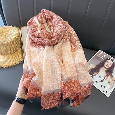 Xale de Praia Feminino para Primavera e Outono - Lenço Protetor Solar para Ar Condicionado, Envoltório de Pescoço Versátil de Algodão e Linho