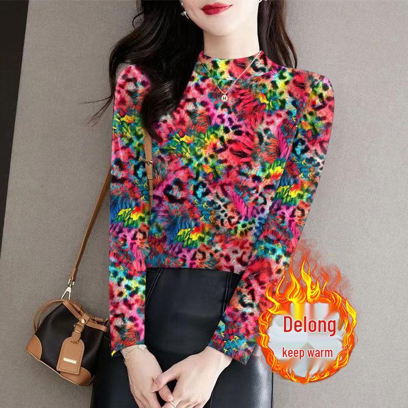 

Elegant Striped Ribbed Fleece Base Layer for Women: Half-High Collar, Long Sleeve, Slimming Design for Autumn/Winter M (under 90 jin)