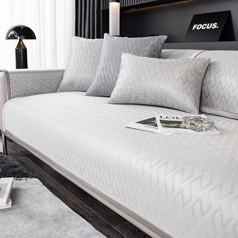 Sofa Cushion Summer Ice Silk Summer Mat Non -Slip Simple Modern Light Luxury Gray High -End Cushion Summer Sofa Cover Slipcover