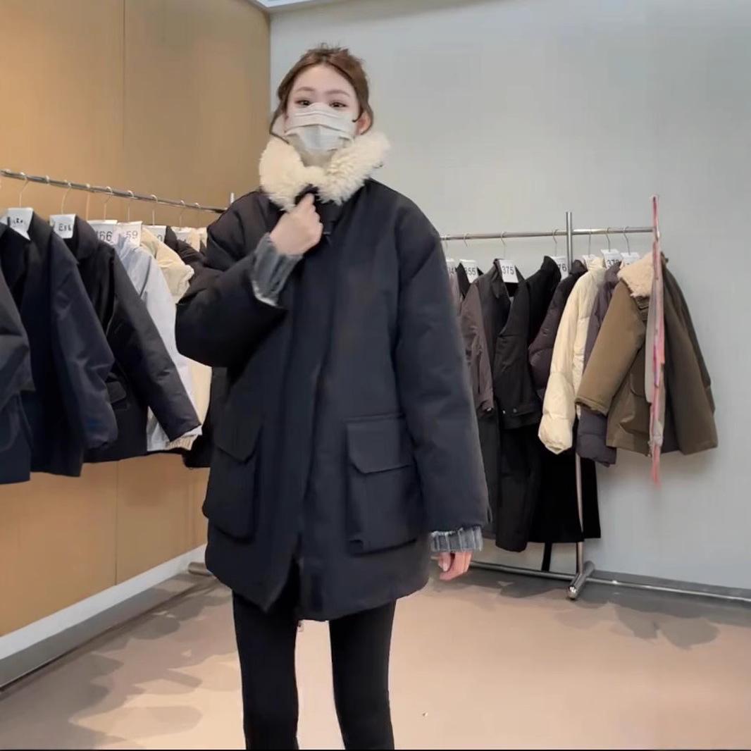 

Women s 2024 Winter Casual Lambswool Parka Coat L армия зеленый