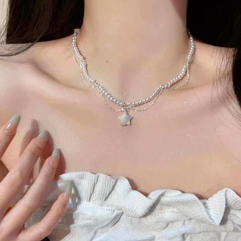 Pearl Necklace Women's Niche Light Luxury Design High-end Fashion Temperament Collarbone Chain Neck Chain Sweater Chain Bead Chain