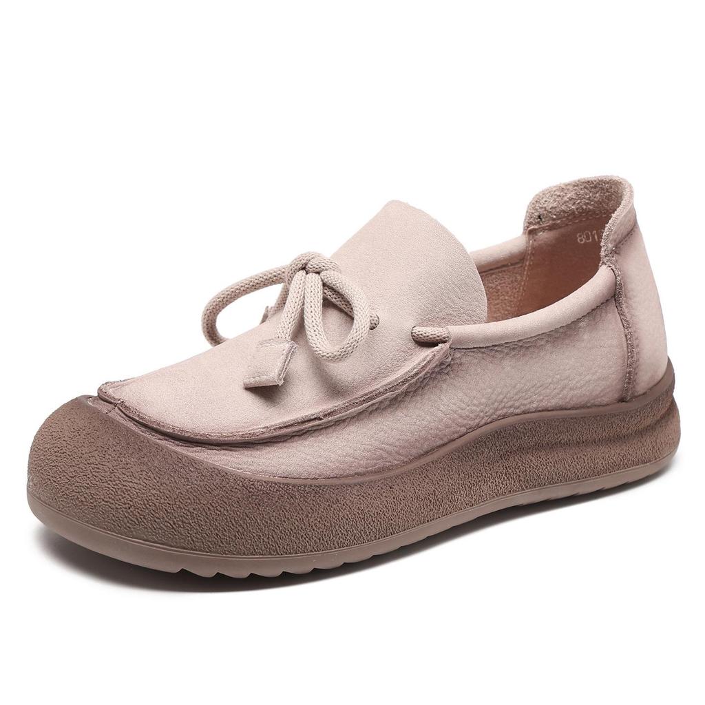 Hot-Selling Women's Vintage Leather Loafers - Soft Sole, Comfortable Round Toe, Slip-On Flats for Autumn (Model 801360)