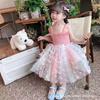 Summer 2025 Rainbow Patchwork Bow Dress for Girls