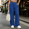 Women's Color Wide Leg Pants with Pockets Casual Loose Fit Straight Leg Trousers for Everyday Wear