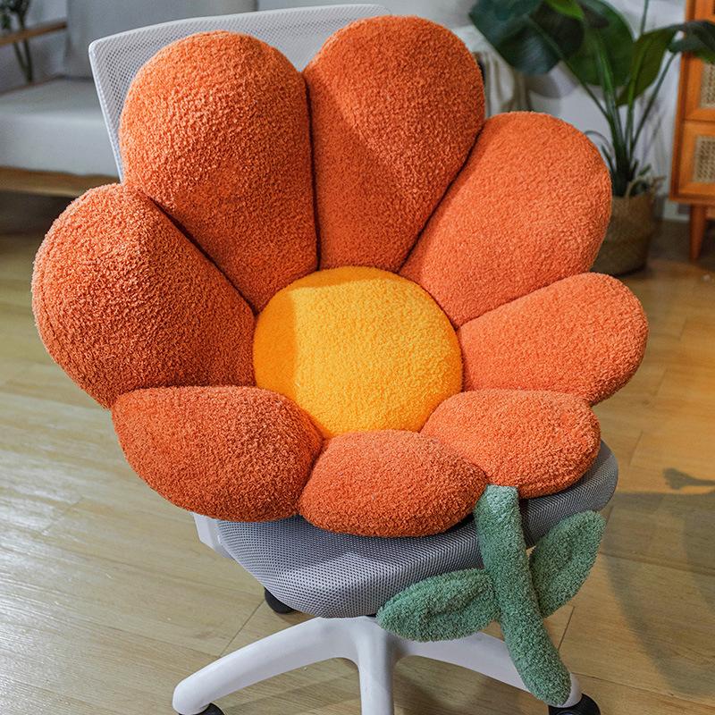 Flower Pillow Office Chair Lumbar Back Cushion Cute Plush Sofa Throw Pillows Soft Elastic Decor Cushions Winter Floor Futon Mat S 62x65cm 6960₽