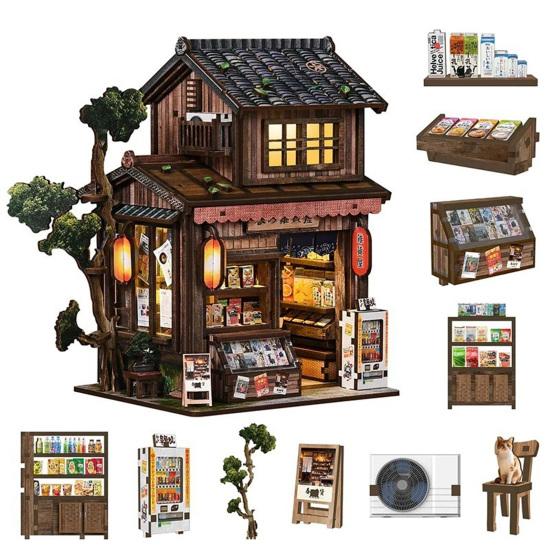 DIY Mini-Lebensmittelladen-Bausatz Mini-Puppenhaus Booknook Modellbau 3D Mini-Haus Bücherregal Dekor Geschenke für Erwachsene Familie Freunde
