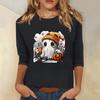 Women's Fashion Casual Three-quarter Sleeve Halloween Printed Round Neck Top