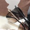 Brown Half-frame Sunglasses for Men Driving Special Anti-ultraviolet Square Sunglasses Trend Personalized Glasses Women's