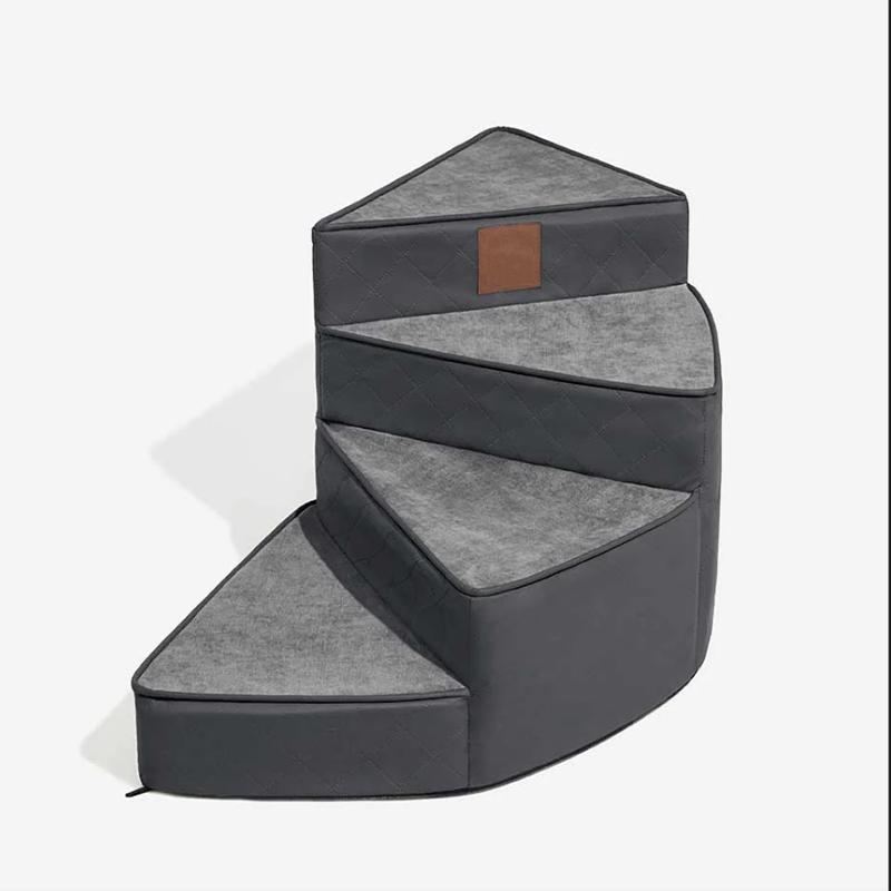 Water-Repellent Faux Leather Pet Stairs 2/3/4 Step Non-Slip Dog/Cat Ramp Ladder Removable Spiral Small Dog Steps Pet Supplies