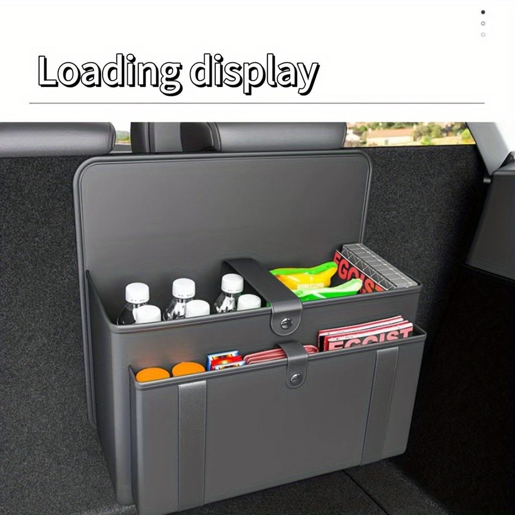 Premium PU Leather Car Seat Back Organizer - Foldable Storage Bag with Multiple Compartments for Vehicle Trunk Organization, Black, Car Storage