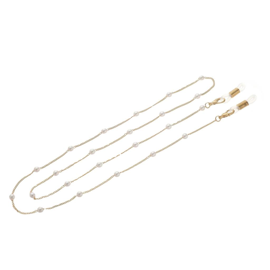 Thin Imitation Pearl Sunglasses Chain Straps Lanyards Gold Color Beads Chain Splicing Style Chain Glasses Hanging Rope Holder Cord Lanyard