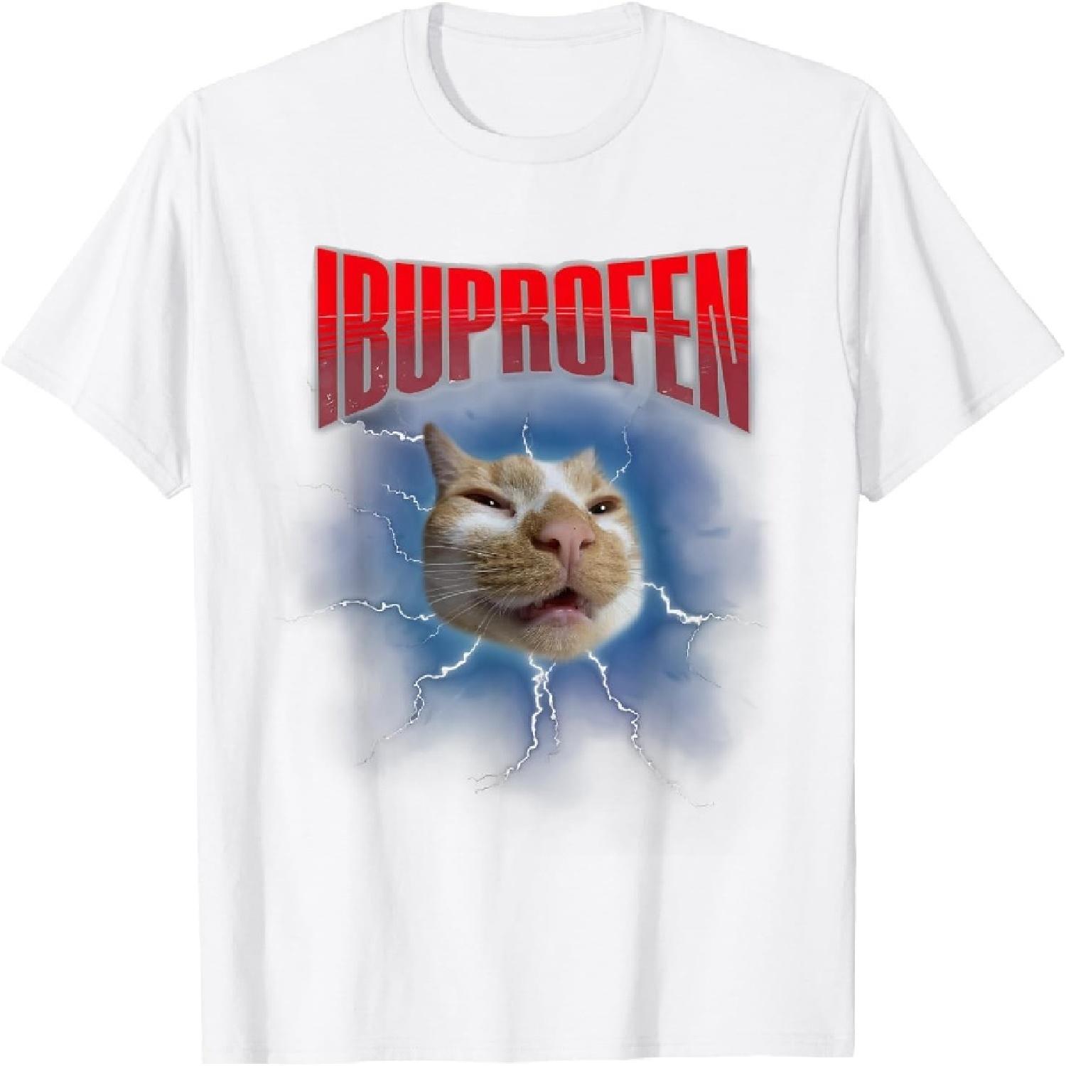 Evports Funny Ibuprofen Cat Hilarious Cat Meme Women Men Kids T-Shirt XXXXXL белый