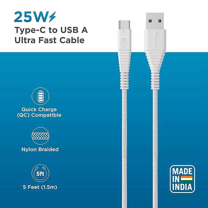 RSINC Type-C USB 3.4 Amp | 25W Fast Charging Cable for Smartphone | Unbreakable B0BN3XZT3W