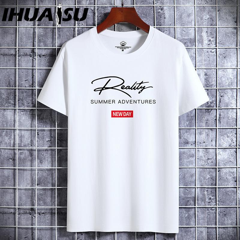 IHUASU Cotton Short Sleeve T-shirt Men's Fashion Loose Half Sleeve Shirt Printed Compassionate Shirt