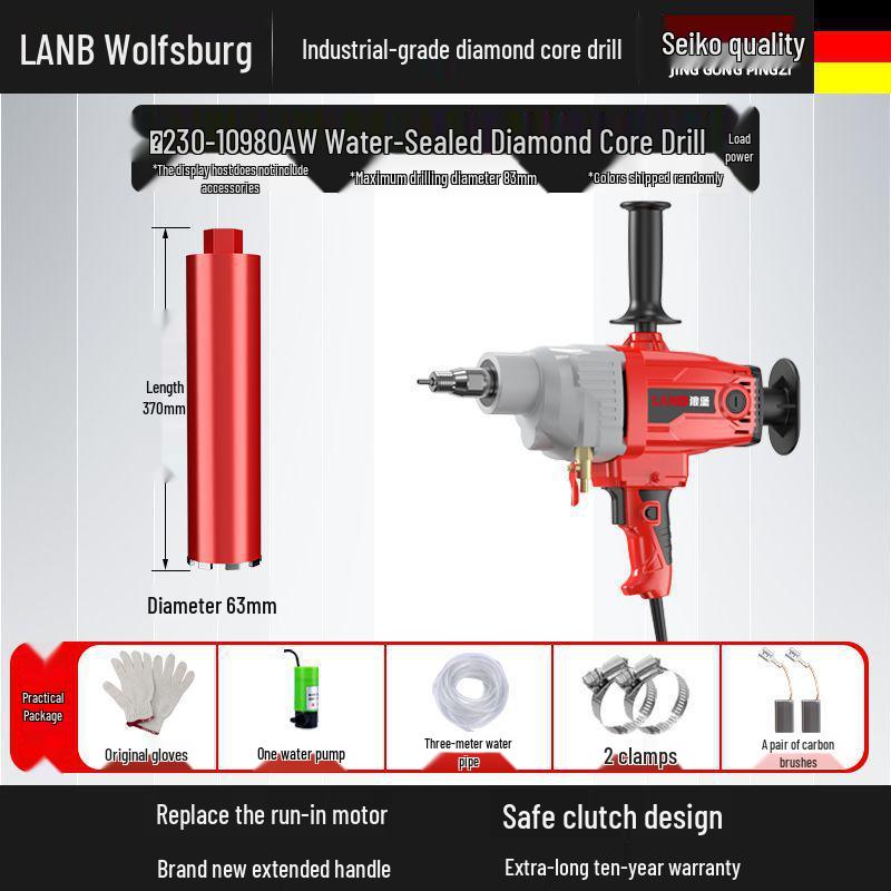 Diamantkern-Betonbohrer & Ständer – Handgehaltener Nass-/Trockenlochbohrer mit Wasserbohrermischer