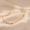 Double Layer Stacked 18k Gold Plated Pearl Anklet Women Minimalist Foot Jewelry