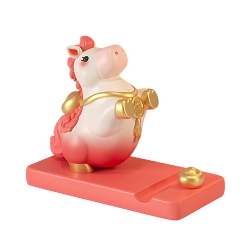 Fortune Bringing Horse Theme Mobile Holder Artistic Rosin Crafted Cellphone Stand Phone Support Stand for Office Decor