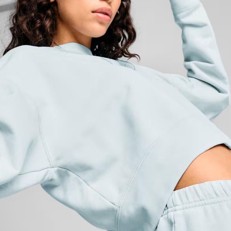 Puma Dare To Relaxed FW24 Washed Crew Neck Pullover Short Sleeve Sweatshirt Women Sweatshirt Blue 626799-26