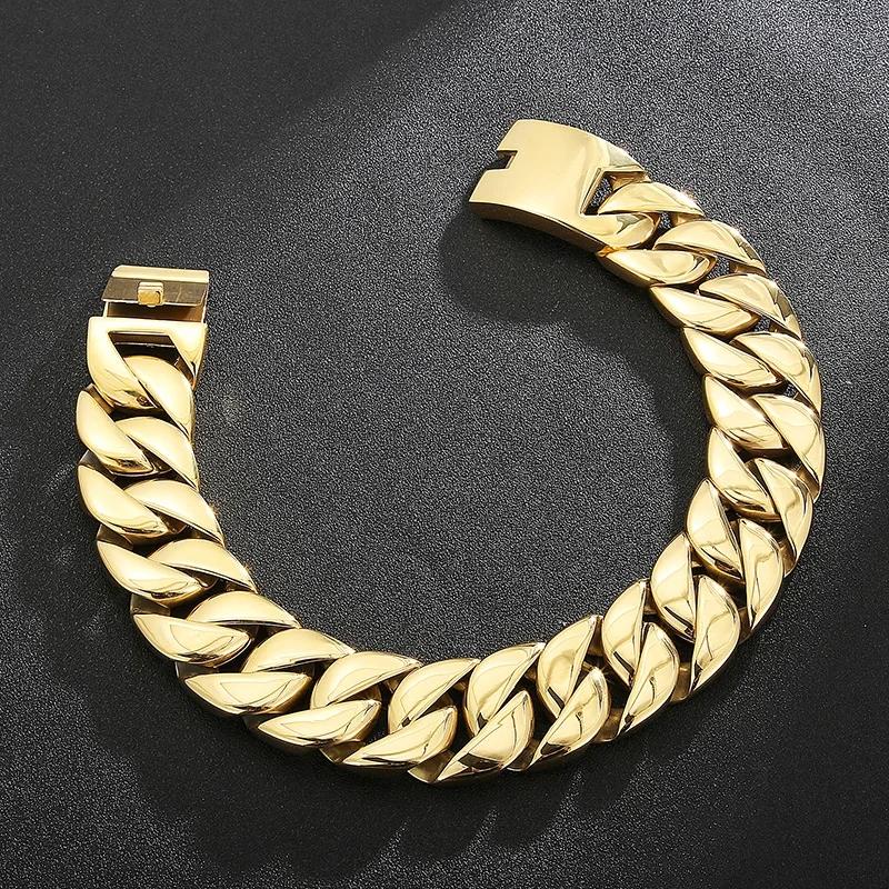 20/24/31MM Stainless Steel Larger Necklace for Men Women Hip Hop Golden Street Accessories Shiny Big Rock Trendy Party Jewelry