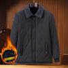 Men's Fleece-Lined Lapel Cotton Jacket - Casual, Warm Outerwear for Middle-Aged and Elderly Dads