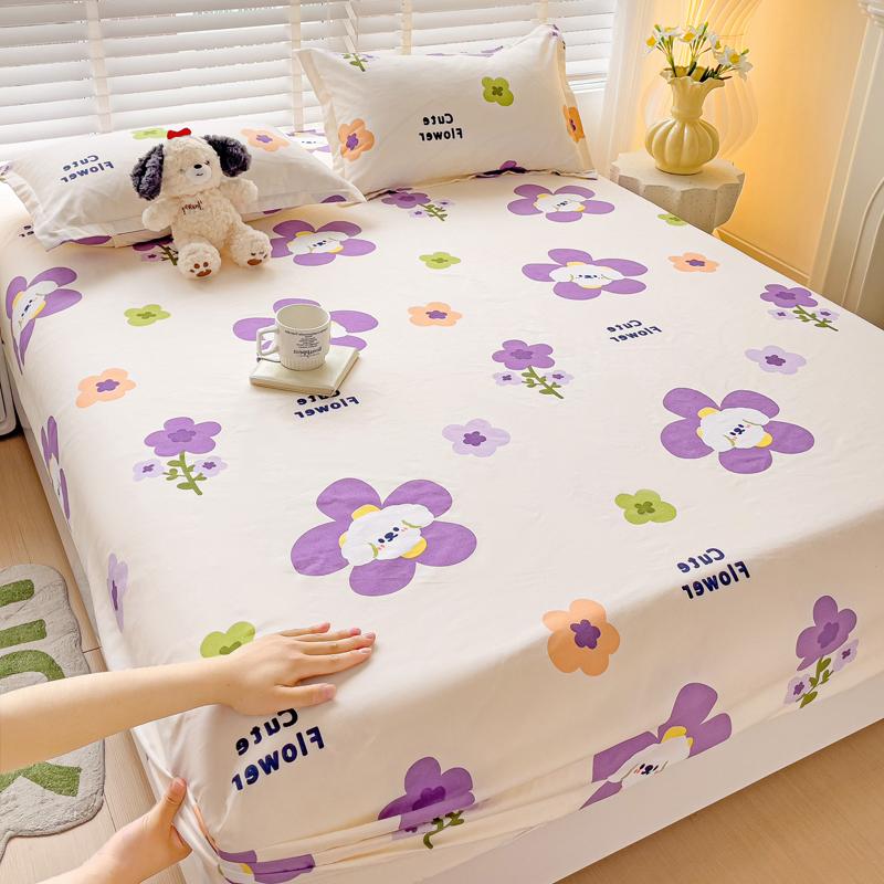 Queen Bed Sheets Set Tulips Printed drap de lit Floral Flower Style Fitted Sheet with Elastic Band Single Bed Linen for King Bed