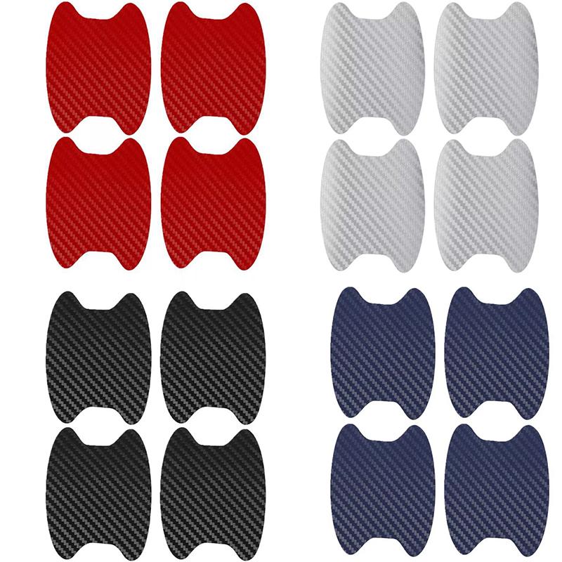 4Pcs Car Door Sticker Carbon Fiber Scratches Resistant Cover Auto Handle Protection Film Exterior Styling Car Accessories
