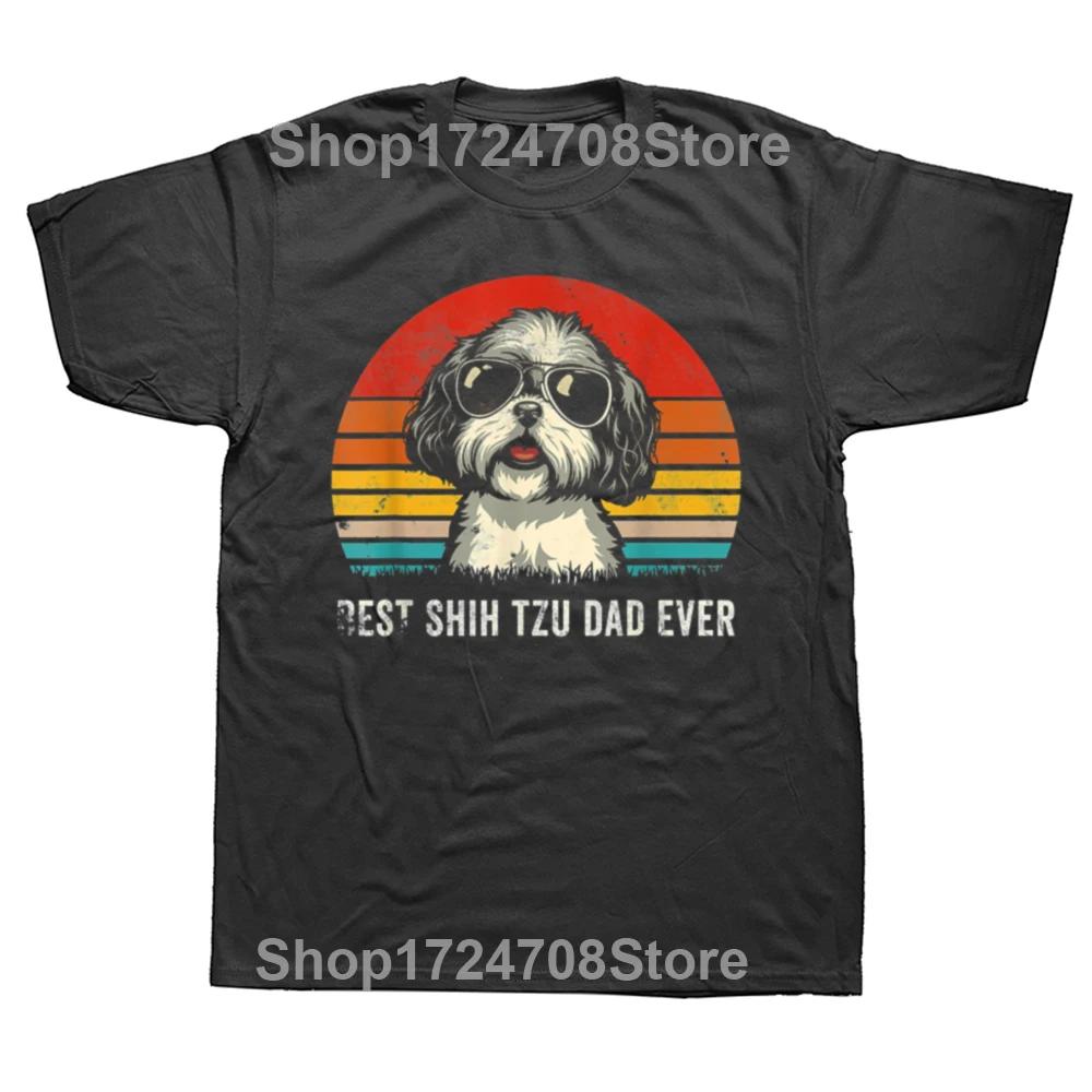 

Mens Best Shih Tzu Dad Ever Funny Shih Tzu Dad Gift Dog Lover TShirt Tees Classic Camisas Hombre Cotton Men T Shirts 3D Printed 4XL
