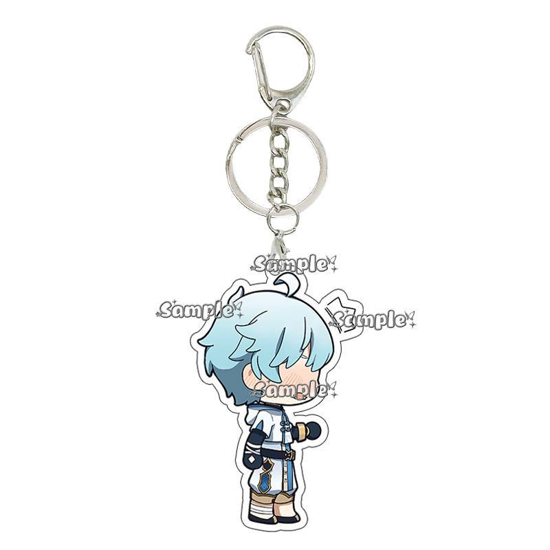 Hot Anime Game  Kamisato Ayaka Arlecchino Navia Anime Cartoon Cute Acrylic Model Double-sided Printing Keychain Keyring Pendant