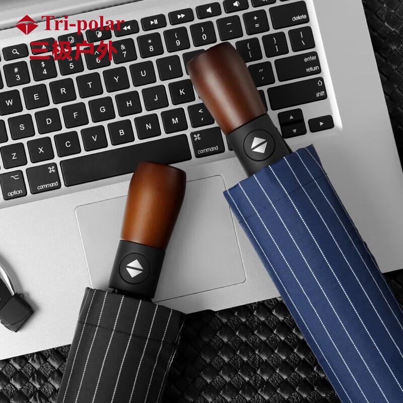 Tri-polar Automatic Striped Folding Umbrella