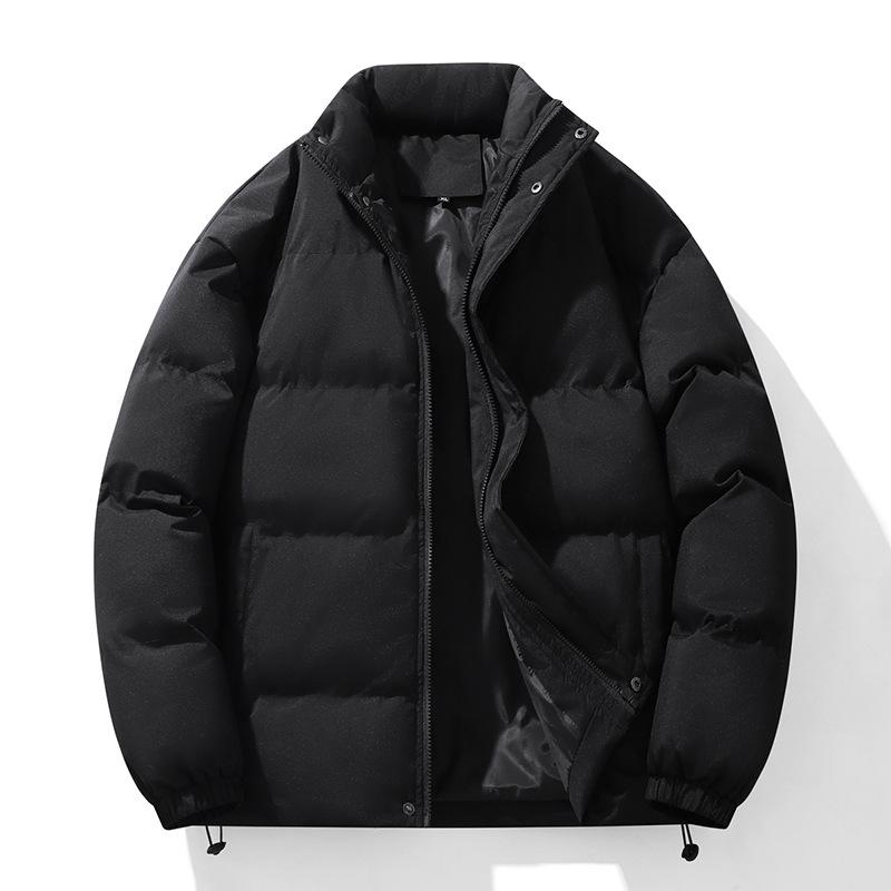 Unisex Cotton Padded Stand Collar Bread Coat - Autumn/Winter Casual Solid Color Jacket