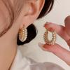 1 Pair Vintage Pearl Round Earrings for Women Big Hoop Pierced Allergy Resistant Earrings Jewelry