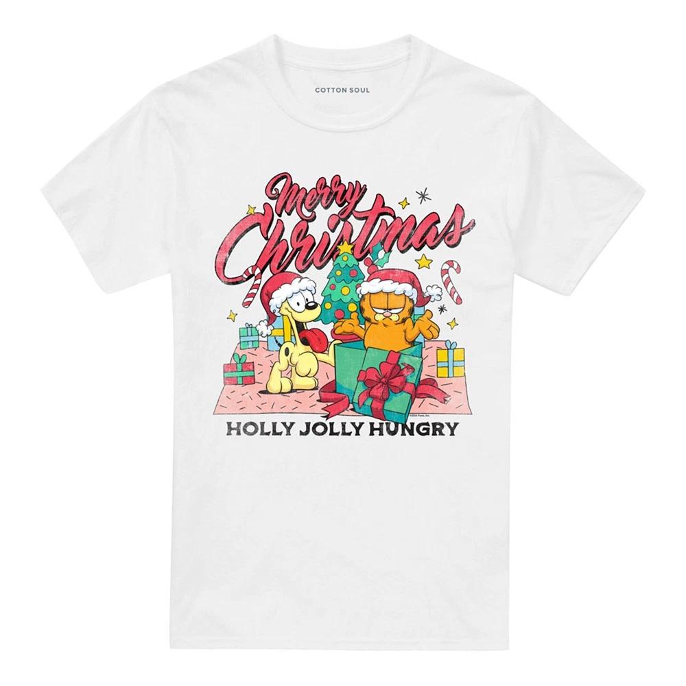 Garfield Merry Christmas 100% Cotton T-shirt Mens Tees Top S-5XL, White XL