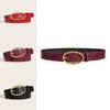 Womens Fashion Stone Grain Pu Leather Belt With Gold Alloy Buckle For Casual Wear Summer