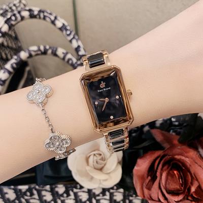 Small Square Watch, Simple, Light and Luxurious, Square Women's Watch, Fashionable Quartz Steel Band, New Ceramic Watch for Women