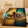 3D Rich BTC Bitcoin Circuit Board Art Cartoon Flannel Blanket,Ultra Soft Warm Plush Throw for Home Bedroom Bed Sofa Cover Kids