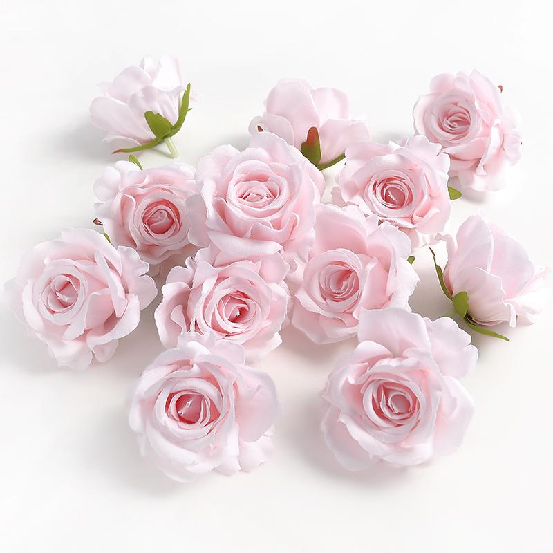 5/10pcs Silk Rose Artificial Flower Head Scrapbooking Home Wedding Wall Decoration Christmas DIY Wreath Candy Box Cake Decor