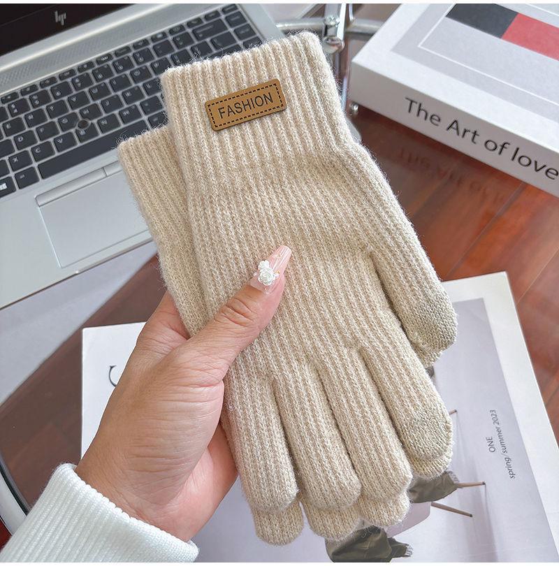 Maillard Women's Korean Style Knitted Winter Touchscreen Gloves - Warm, Thick, Candy Color, Plus Velvet