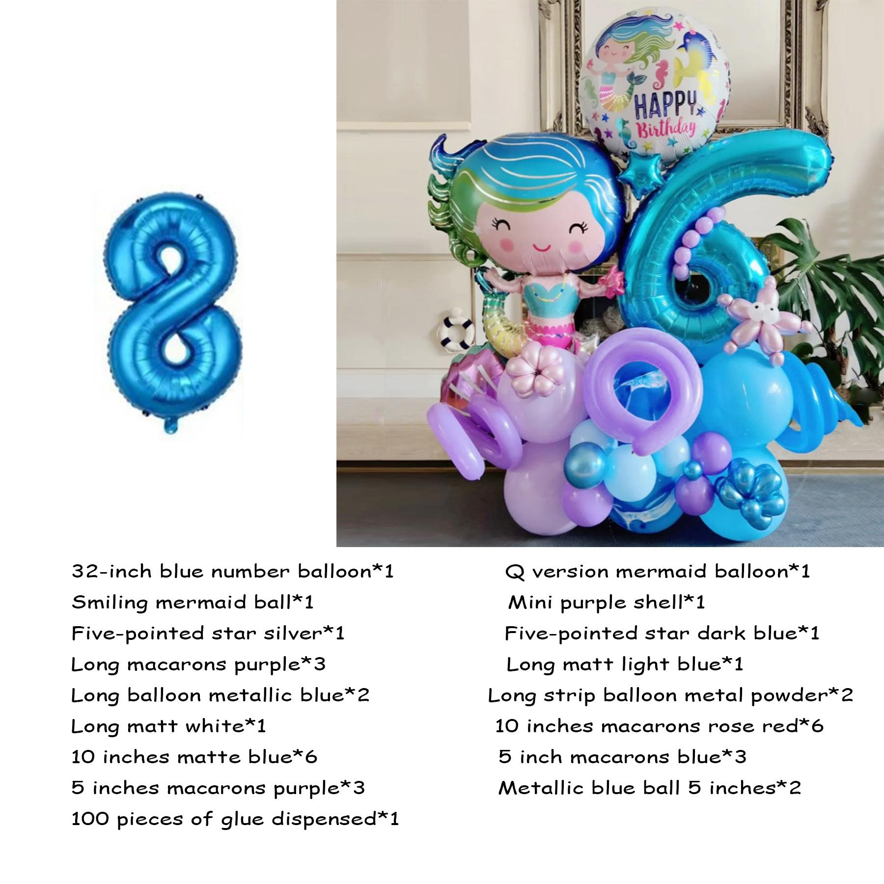 

36 шт./набір фольгованих повітряних куль Русалонька. Повітряні кулі. Повітряні кульки з цифрами. Декор для дня народження. number 8