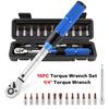 15Pcs Professional Maintenance Tool Adjustable Torque Ratchet Wrench 1/4-Inch Dual-Direction Bicycle Hex Socket Preset Wrench