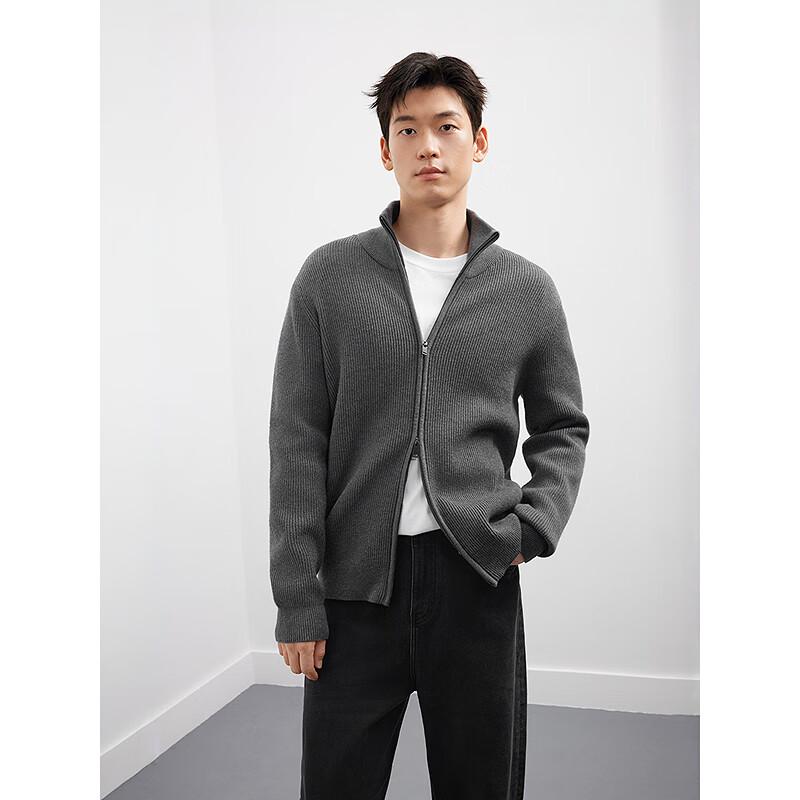 GXG Men's Relaxed Fit Ribbed Double-Zipper Cardigan
