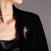 Bo Xin Yun Luxury Wheat Ear Brooch with Emerald Zirconia - Elegant Suit Coat Accessory & Gift Pin