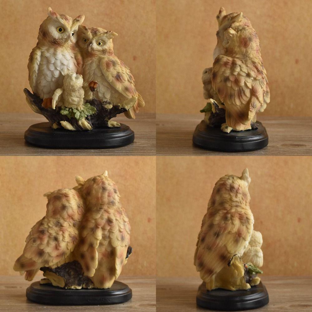 Waterproof Animal Statue Resin Miniature Figurine Sculpture Crafts Owl Ornament  Home