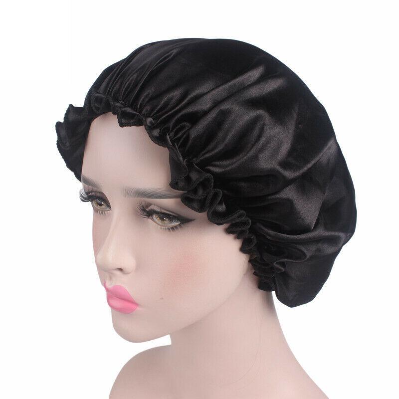 Women Satin Night Sleep Caps Hair Bonnet Hat Head Cover Silk Turban Wrap Band