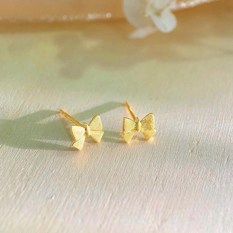 Cute Bow Stud Earrings for Women Sweet Girl Heart Student Party Prevention Earrings