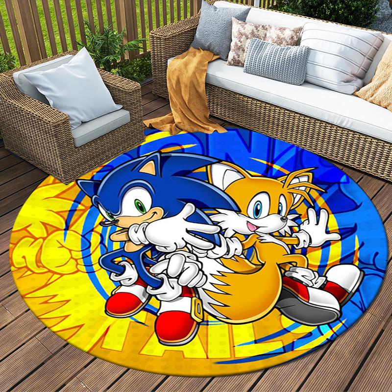 Sonic Printed Chair Rug for Home Office Use, Living Room Kitchen Game Room Round Carpet