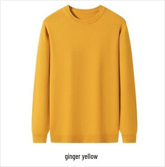 Men's Round Neck Solid Color Casual Knit Sweater - Trendy and Handsome Pullover for Autumn Winter