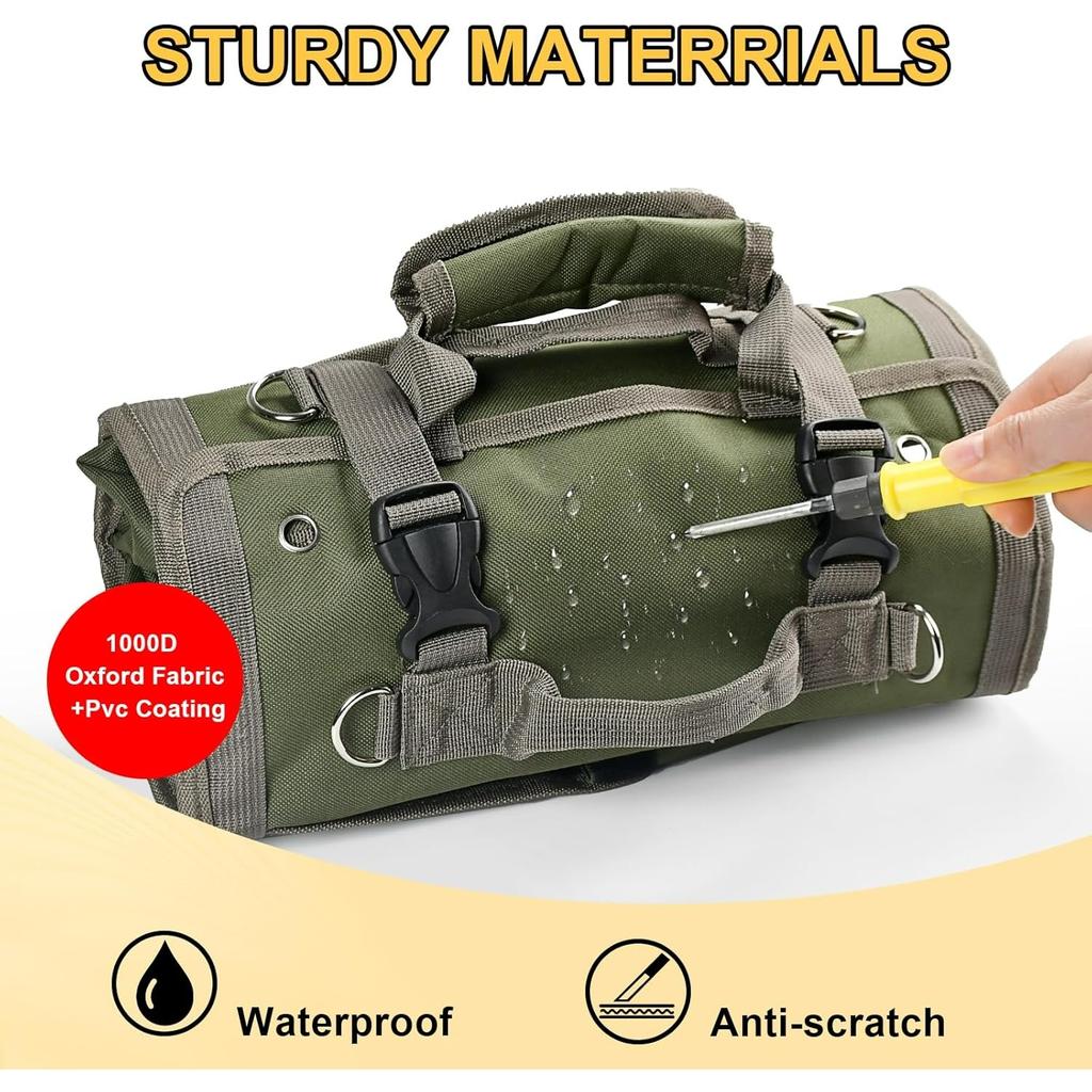 Tool Bag Organizer Roll Up:Gifts for Men Fathers Day Dad Gifts for Him Boyfriend Husband Birthday Portable Motorcycle Tool Box Woodworking Gift