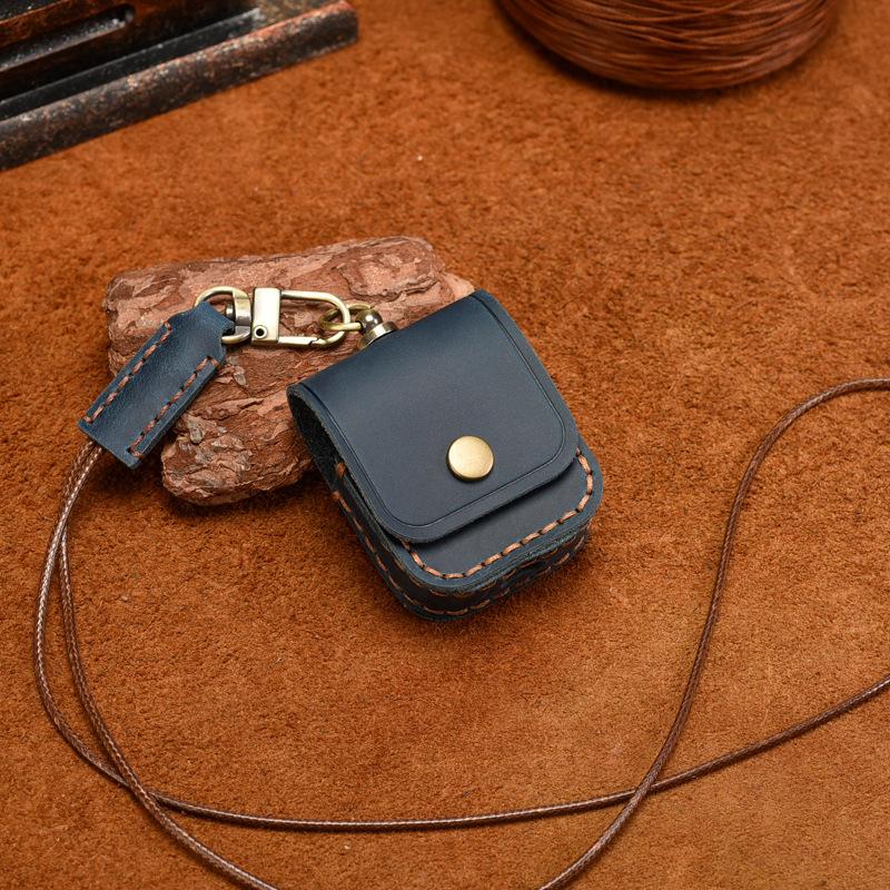 Luxury Genuine Leather Case For Apple Airpods 4 3 2 1 Airpods Pro Wireless Earphone Cases funda Airpod Cover with lanyard